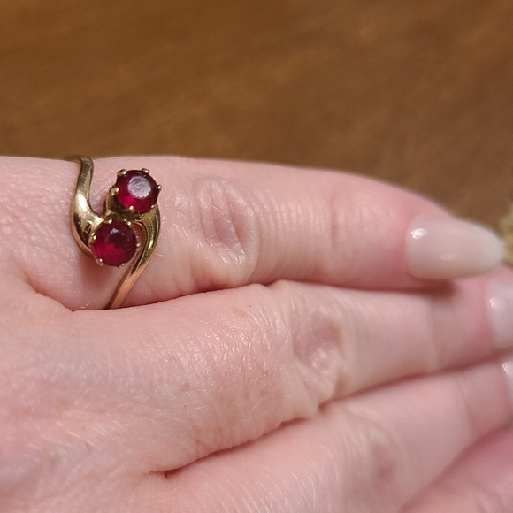 Golden Ring With Rubies 10K - Picture 5 of 10